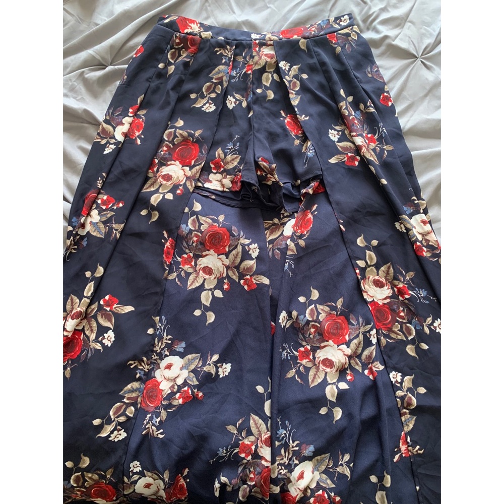 Floral maxi skirt with open front